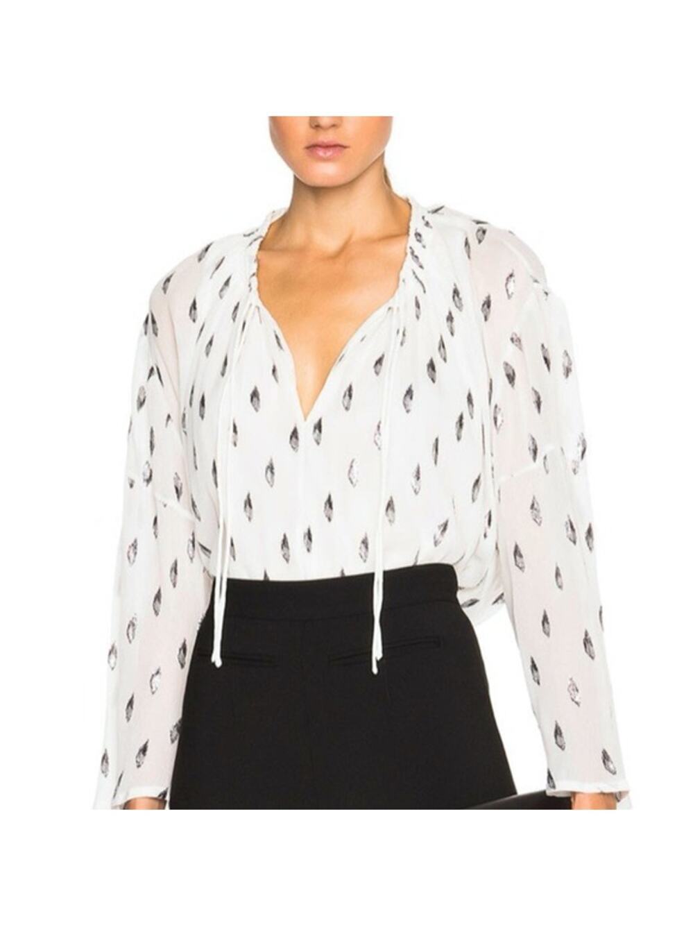 IRO Silk and Cotton Patterned Blouse Office Wear Designer Lined 38